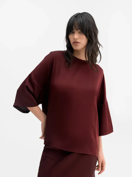 Hovedbilde Tess Silk Tee Burgundy