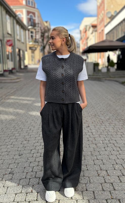 Martina Wool Pants Dark Grey Melange