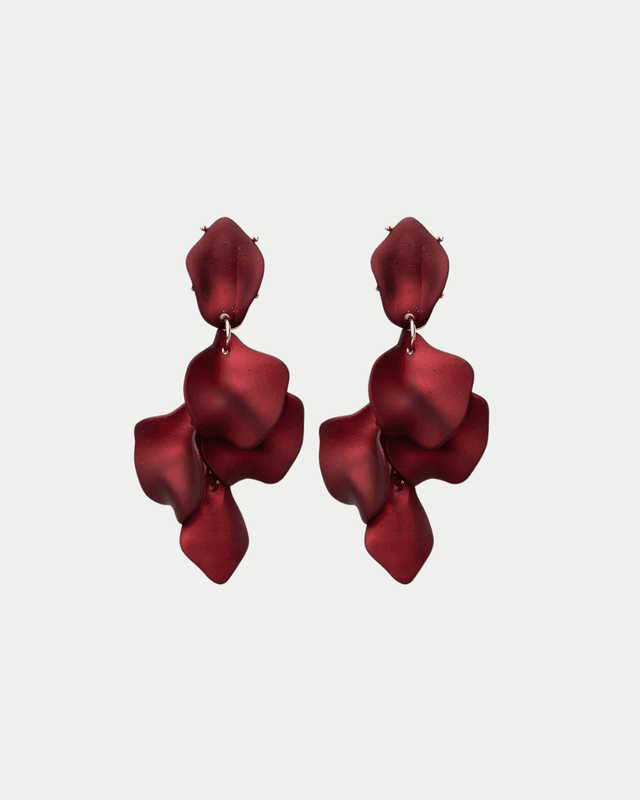 Leaf Øredobber Wine Red
