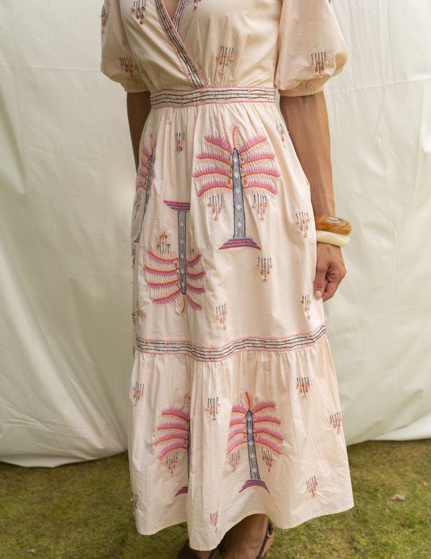 Palm Party Dress - Light peach